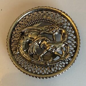 Vintage Scarf Clip / Brooch Signed Art Features a Greek Mythical Phoenix